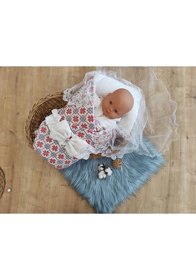 Bebek Battaniyesi Dış Kundak Dantelli Bebek Kundağı Unisex Hastane Çıkışı Hediyelik Yenidoğan Kırmızı