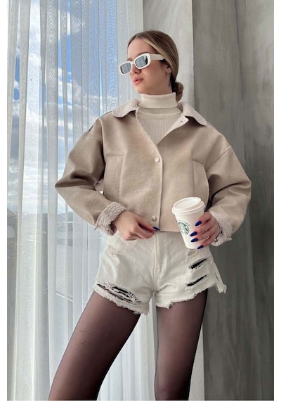 Verymoda Nubuk Yakası Kürklü F1577 Taş