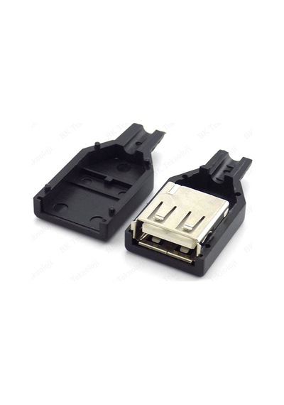 Plastik Muhafazalı Lehim Tipi 4 Pin USB Dişi Konnektör