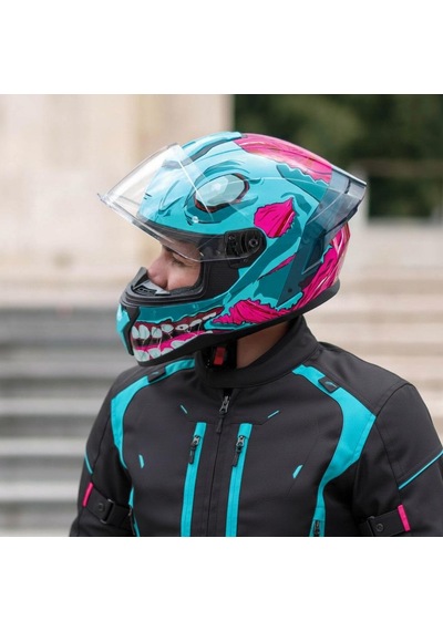 Cgm 330r Rıot Undead Kapalı Kask Mavi/rosa-m