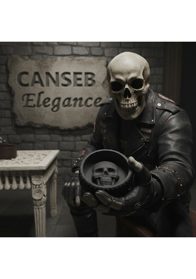 13cm Kuru Kafa Küllük Dekor Premium Beton Taş Tozu İskelet Skull