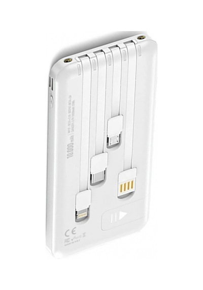 10000mah Powerbank Kendinden Kablolu Led Işıklı Taşınabilir Şarj Aleti Telefon Standlı Siyah