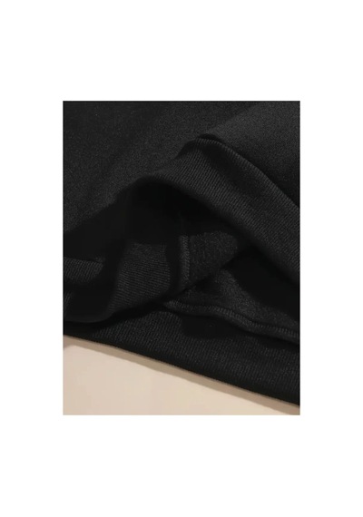 Herkesemoda Ağaç Baskı Detaylı Bisiklet Yaka Sweatshirt Siyah