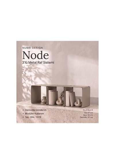 Node 3 Lü Modüler Metal Kitaplık Yatay Tasarım Dekoratif Küp Raf Sistemi Bej - 940096365 Bej Node 3 Lü Modüler Metal Kitaplık Yatay Tasarım Dekoratif Küp Raf Sistemi Bej - 940096365 Bej
