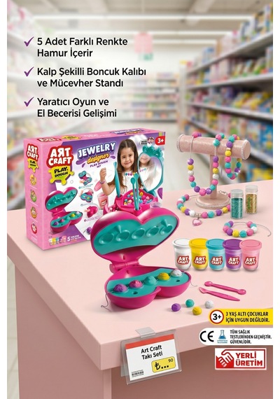 Art Craft Kalpli Takı Tasarım Oyun Hamuru Seti - 5 Renk Eğitici Kız Çocuk Oyuncak 3+ Yaş Çok Renkli