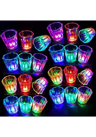 Renkli Led Parlayan Fiber Optik Glow Işıklı Bardak 5,5 X 5,5 Cm 1 Adet "