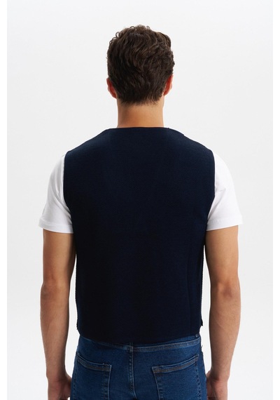 AR-MA Arma Erkek Slim Fit Örme Likralı Pike Yelek Kısa Kollu, %90 Akrilik %10 Wool K0yyo0857 Lacivert