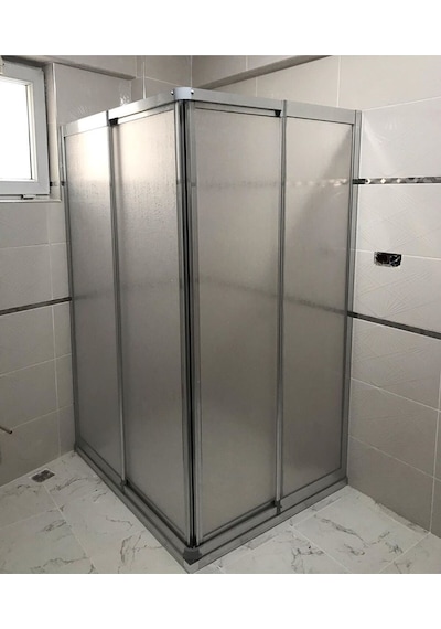 Nokta Duşakabin 85 x 85 Teknesiz Parlak Krom Renkli Mika Duşakabin Şeffaf