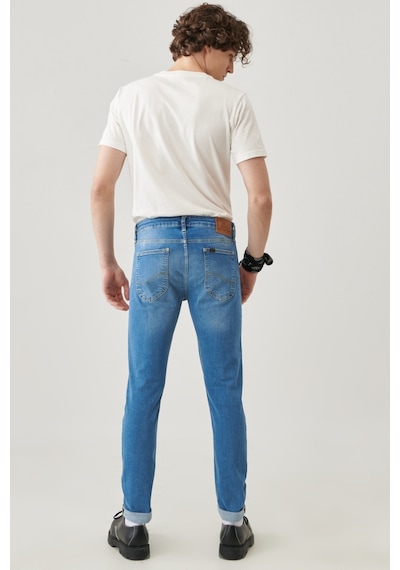 Lee Malone Skinny Fit Normal Bel Denim Esnek Jean Kot Pantolon L736LSTF Mavi