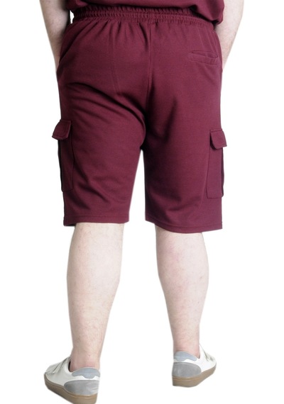Mode Xl Büyük Beden Erkek Şort Kargo Cep Waffle 23500 Bordo 001