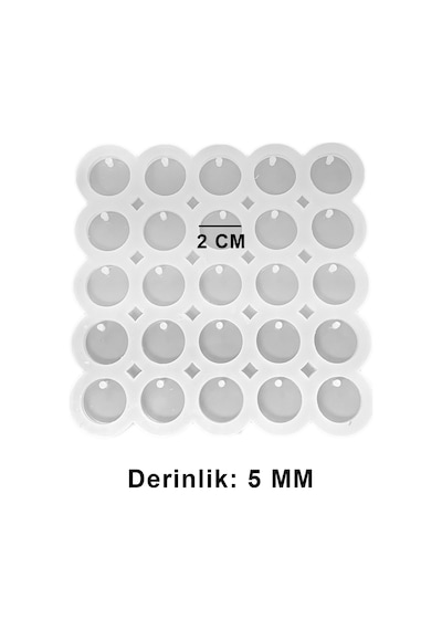 Tahtakale Toptancı Epoksi Silikon Kalıp Anahtarlık Daire Yuvarlak Delikli Kolye Küpe Kalıbı 2 Cm 25 Li