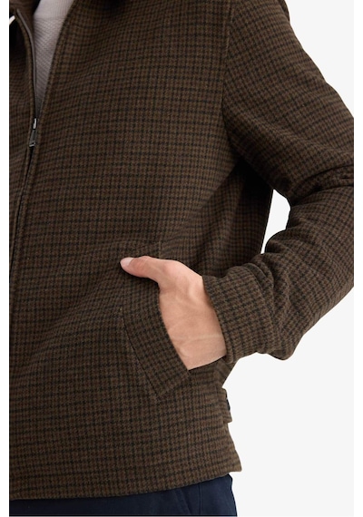 Defacto Slim Fit Dar Kesim Polo Yaka Cepli Astarlı Fermuarlı Mont F0572ax25wnbn339 Kahve