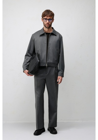 Antioch Relaxed Fit Fermuarlı Erkek Mont Gri