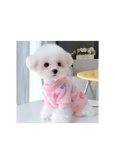 Kedi Ve Köpek İçin Flanel Kumaştan Tasma Bağlama Halkalı Pembe Kazak