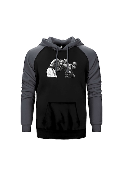 Mike Tyson Art Of Fight Gri Renk Reglan Kol Kapşonlu Sweatshirt Gri
