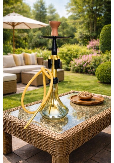 Cam Nargile 60 Cm Büyük Boy Gold Siyah Lüks Nargile Takımı Teras Balkon Şark Köşesi Dekor