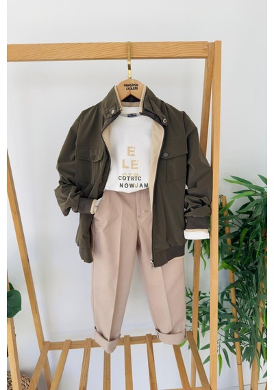 Miniğimin Cicileri Çift Taraflı Nova Kumaş Armalı Ceketli Erkek Çocuk 3 Lü Kombin Takım - Yeşil Miniğimin Cicileri Çift Taraflı Nova Kumaş Armalı Ceketli Erkek Çocuk 3 Lü Kombin Takım - Yeşil
