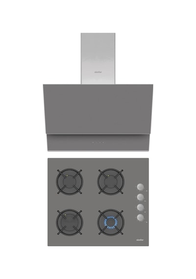 Simfer QS Gri 2'li Cam Ankastre Set (3538 Ocak + 8736 Davlumbaz)