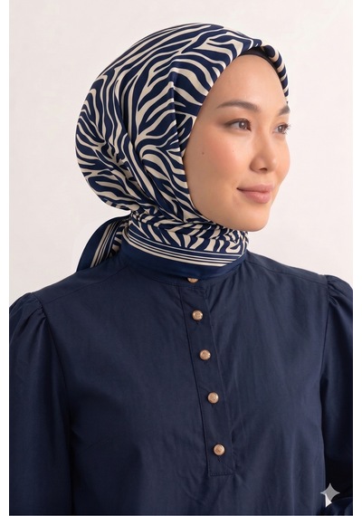 Tarzını Seç Mavi Zebra Fular / Bandana / Aksesuar 90x90 Cm