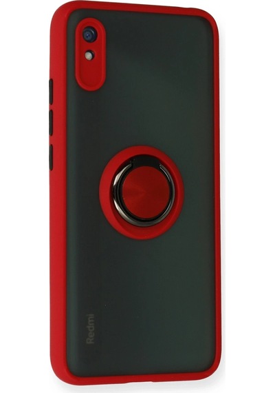 Uryport Xiaomi Redmi 9a Kılıf Montreal Yüzüklü Silikon Kapak - Kırmızı