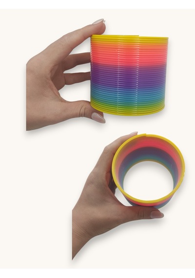 Büyük Boy Gökkuşağı Stres Yayı Oyuncak Stres Yayı - 8 Cm Çapında - 1 Adet
