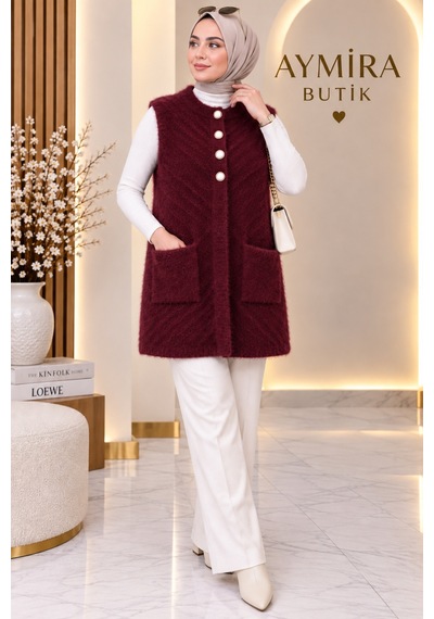 Aymira Butik Kadın Angora Triko Yelek Tesettür Örme Düğmeli Cepli Desenli Yumoş Yelek Bordo Bordo Aymira Butik Kadın Angora Triko Yelek Tesettür Örme Düğmeli Cepli Desenli Yumoş Yelek Bordo Bordo