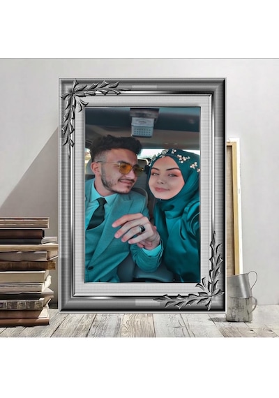 Kişiye Özel Kanvas Tablo Gümüş Dijital Çerçeve 2 Ev Duvar Salon Ofis Dükkan Hediyelik Dekarasyon