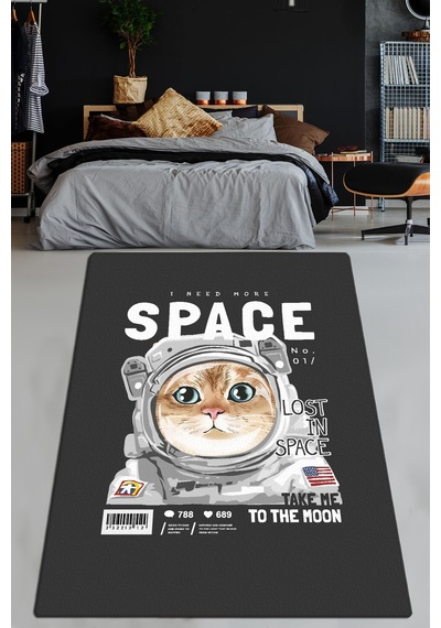 Planet Djt Modern Tasarım Yıkanabilir Kaymaz Taban Halı, Salon Halısı , Dekoratif Halı Çok Renkli