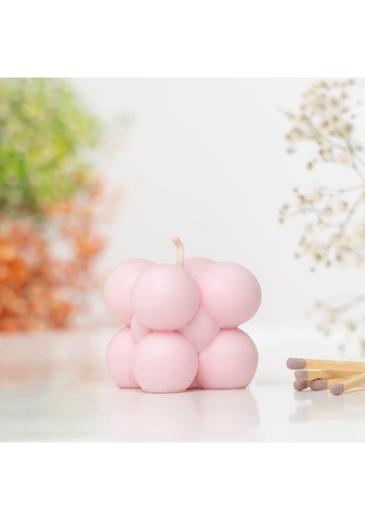 Bubble Temalı Vegan Soya Mumu Pembe
