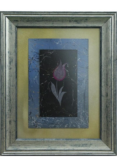 E38 El İşçiliği Pembe Desenli Lale Ebru Tablo 38 31 Cm-6461