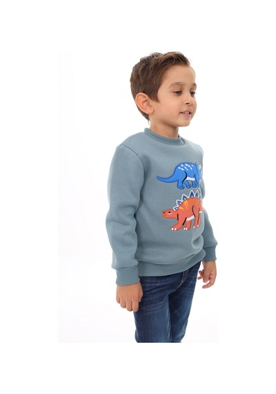 Toontoy Kids Toontoy Erkek Çocuk Nakışlı Sweatshirt Açık Mavi