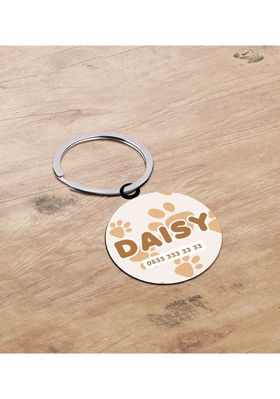 Bk Gift Evcil Dostlara Özel İsimli 2 Li Ahşap Pet Tasma Künyesi - Model 1-12 Çok Renkli
