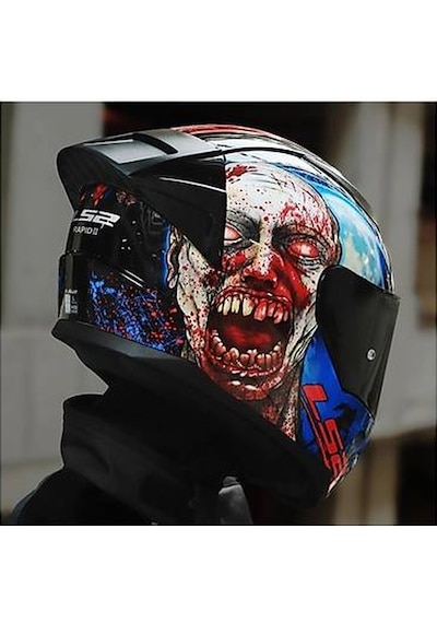 Ls2 Rapıd 2 Race Zombıe Fullface Motosiklet Kaskı Siyah Camlı Siyah