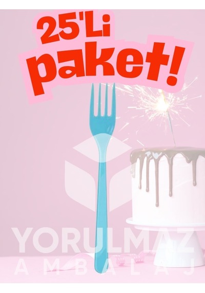 Happy Party Açık Mavi Plastik Çatal 25 Li Tek Kullanımlık, Dayanıklı Ve Parti & Davetler İçin Şık Çatal Açık Mavi