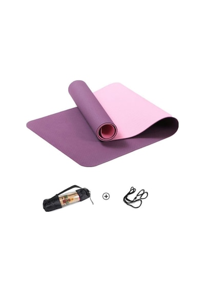 Tpe Pilates Yoga Minderi 6 Mm, Taşıma Çantalı Çift Renkli Yoga Matı Mor Diğer