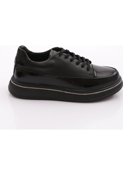 Dgn 2710 Erkek Sneaker Ayakkabı Siyah Siyah Rugan
