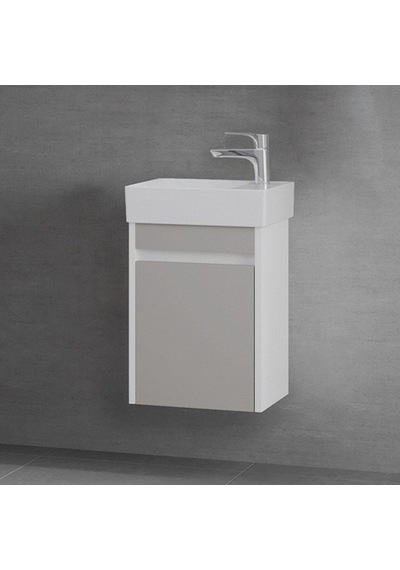Denko Natalia 40 Cm Mdf Kül Gri Banyo Dolabı Alt Modül Ve Seramik Lavabo Gri