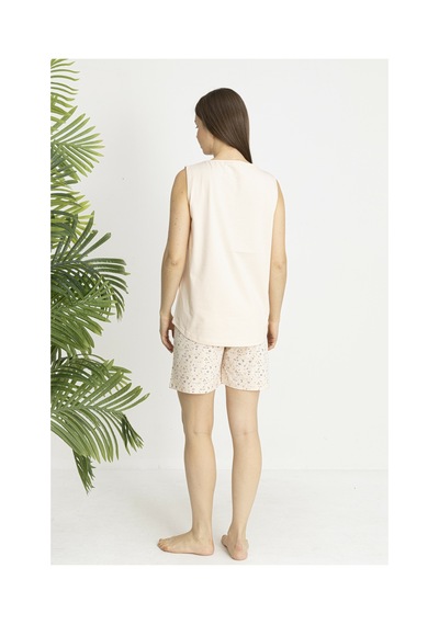 Estiva Kadın Çiçek Alt Desenli Somon Kolsuz Şortlu Penye Lycra Pijama Takımı Çok renkli Estiva Kadın Çiçek Alt Desenli Somon Kolsuz Şortlu Penye Lycra Pijama Takımı Çok renkli