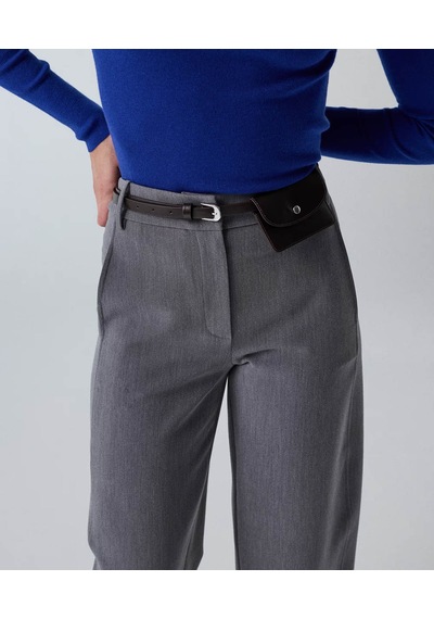 İpekyol Kemerli Barrel Fit Koyu Gri Kadın Pantolon Iw6260003192
