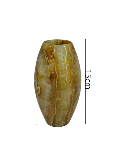 Oniks Taşı Oval Vazo - Damarlı Akik