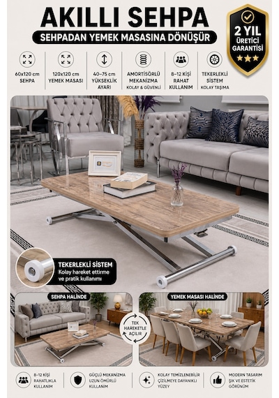 Home Üst Tabla Mdf Antiklayt Oval Köşe Alt Krom