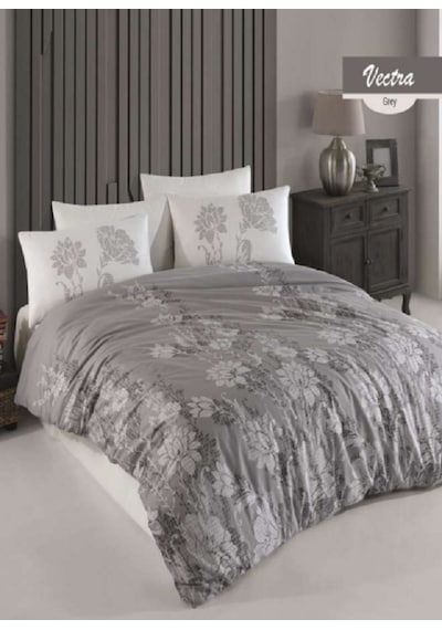 Majoli Vectra Grey Tek Kişilik Kapitoneli Nevresim Takımı 4 Mevsim Set % 100 Pamuk Ranforce Kumaş