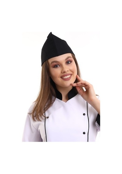 Siyah Aşçı Kayık Kep - Unisex-Standart-Tek Parça