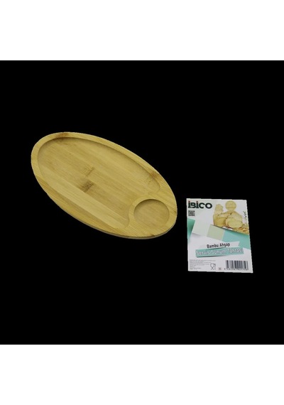 Jenerik Bambu Oval 2 Bölmeli Mini Servis Tepsisi 25x14x1.4 Cm