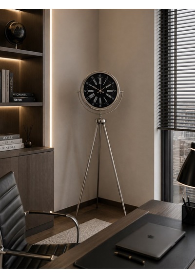 Büro Ev Ofis Dekoru İçin 150x45cm Krom Metal İhtişam Tripod Ayaklı Saat Diğer