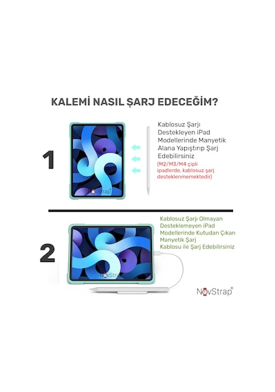 Novstrap Apple Uyumlu iPad  Air 13 M2/m3 İle Dokunmatik Tablet Kalemi Avuç İçi Reddi Pencil C10a Manyetik Şarjlı Kısayol Tuşlu Bluetooth Stylus