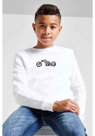 Scooter Motorcycle Bicycle Baskılı Unisex Çocuk Sweatshirt (534647232) Beyaz