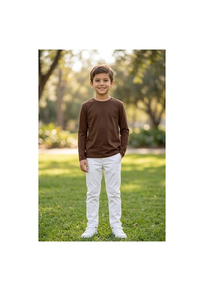 Kiagu Erkek Çocuk Uzun Kollu Basic Düz Tişört %100 Pamuk Bisiklet Yaka T-shirt 2-13 Yaş Moka Kiagu Erkek Çocuk Uzun Kollu Basic Düz Tişört %100 Pamuk Bisiklet Yaka T-shirt 2-13 Yaş Moka