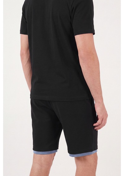 Buratti Oysho Kumaş Çift Katmanlı Paça Detaylı Bağlamalı Short Erkek Short 5908091 Siyah