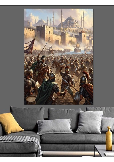 Ahşap Tablo Eski Savaş Alanı Tarihi Sahne Hayvan Tabloları